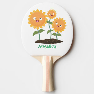 Raquete De Ping Pong Óculos de desenho animados bonitos e felizes