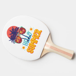 Raquete De Ping Pong Olá Verão Retro Vibes da Praia Palmeira Costas