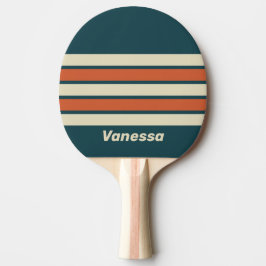 Raquete De Ping Pong Onda Retro Através de Listras com Nome