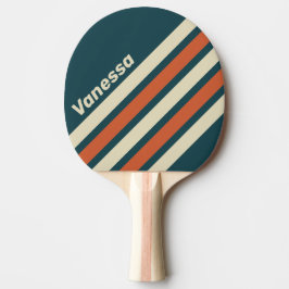 Raquete De Ping Pong Onda Retro Faixas Anguladas com Nome