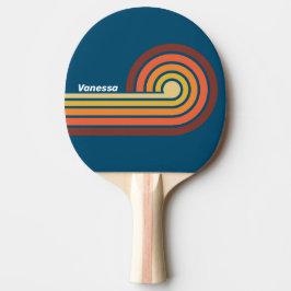 Raquete De Ping Pong Onda Vibração Vintage com Listras Onduladas e Nome