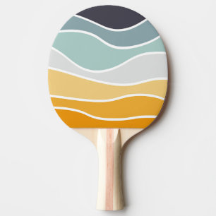 Raquete De Ping Pong Ondas coloridas do estilo retrô de verão
