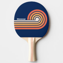 Raquete De Ping Pong Ondas Sol Outono Ondulação Listras com Nome
