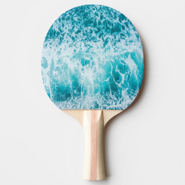 Raquete De Ping Pong Ondas Tropicais Do Oceano Azul (Frente)
