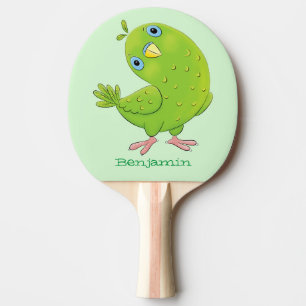 Raquete De Ping Pong Óptica de desenho animado de periquito, verde e bo