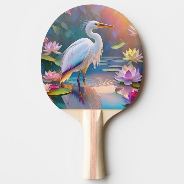 Raquete De Ping Pong Orange Billed White Heron Fantasy Bird (Frente)