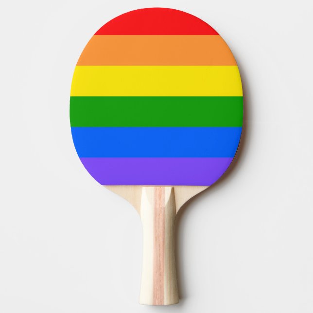 Raquete De Ping Pong Orgulho Arco-Íris Colorido (Frente)