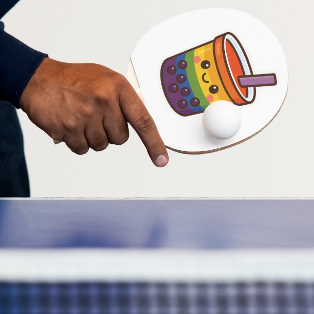 Raquete De Ping Pong Orgulho LGBTQ+ do Rainbow Bubble Tea (Insitu)