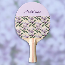 Raquete De Ping Pong Orquídeas Roxas Lindas em Ecru Antigo