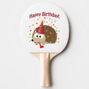 Raquete De Ping Pong Ouriço do feliz aniversario dos confetes