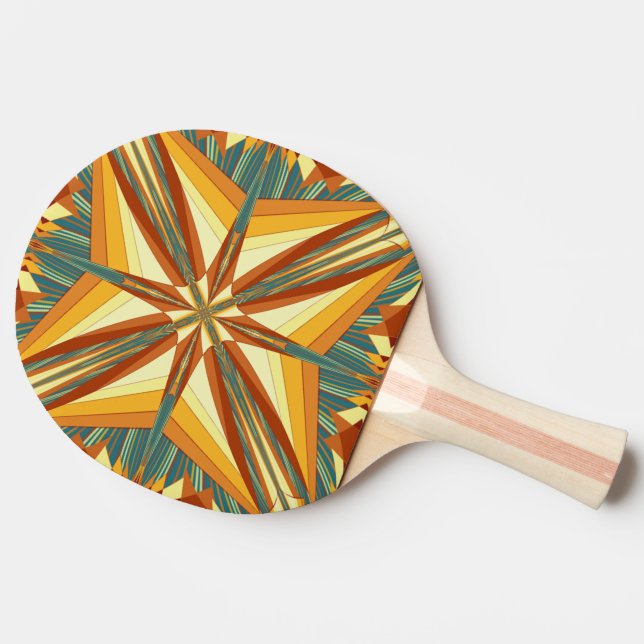 Raquete De Ping Pong Ouro do sudoeste Raios Sol Índio Design (Lateral)