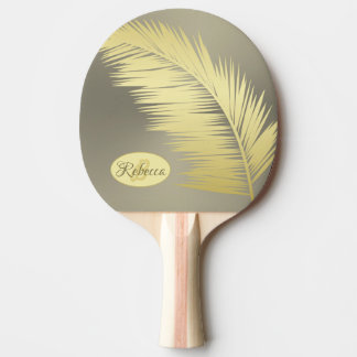 Raquete De Ping Pong Ouro Palma Tropical Folha Monograma
