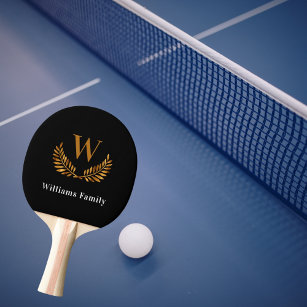 Raquete De Ping Pong Ouro preto Nome do monograma da família laurel wre