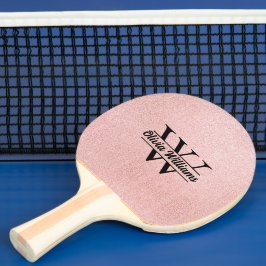 Raquete De Ping Pong Ouro Rosé Brilho Monograma | Brilho Moderno Femini