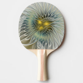 Raquete De Ping Pong Ouro Silver Flower Fantasy abstrato de Arte Fracta