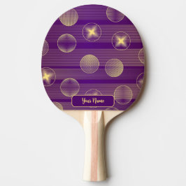 Raquete De Ping Pong Ouro Stars Círculos Roxo Elegante