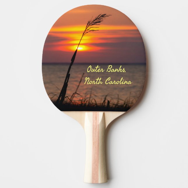 Raquete De Ping Pong Outer Banks North Carolina Beach Sunset Orange Sky (Frente)