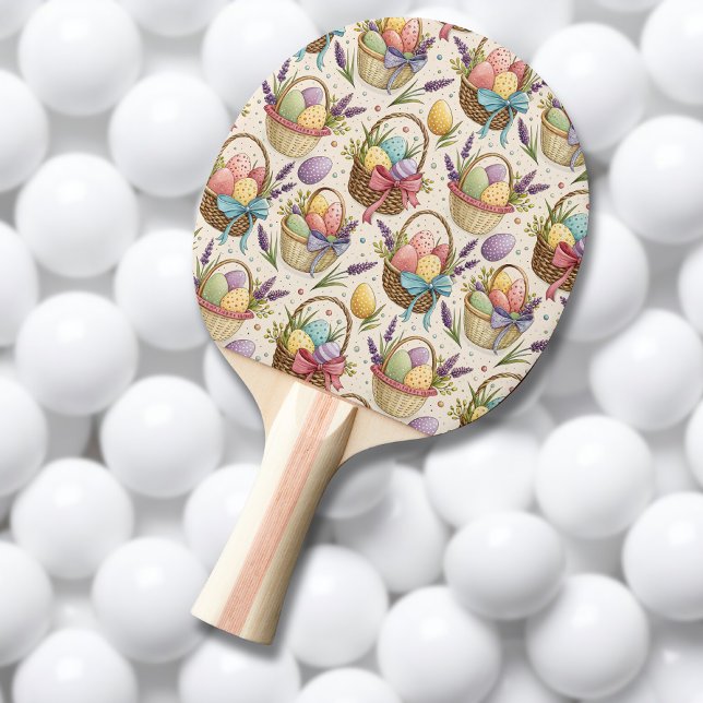 Raquete De Ping Pong Ovos de Páscoa em Cesto de Vime com Lavanda (Criador carregado)