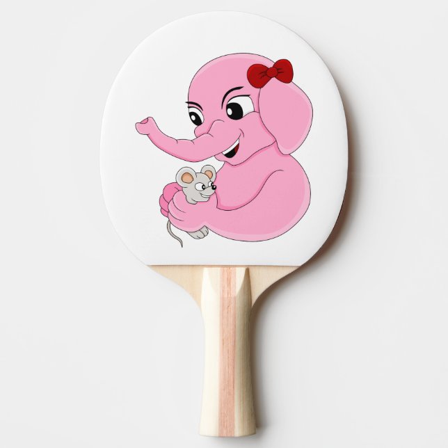 Raquete De Ping Pong Pá de pingue-pongue de uma garota elefante bonita (Frente)