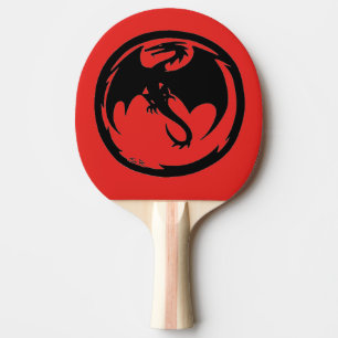 Raquete De Ping Pong Pá de pingue-pongue preto Dragão vermelho