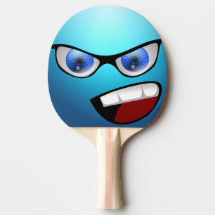 Raquete De Ping Pong Pá engraçada azul do ténis de mesa da cara