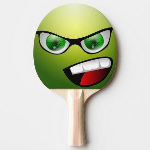 Raquete De Ping Pong Pá engraçada verde do ténis de mesa da cara