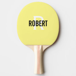 Raquete De Ping Pong Pá pingue-pongue de nome de monograma amarelo