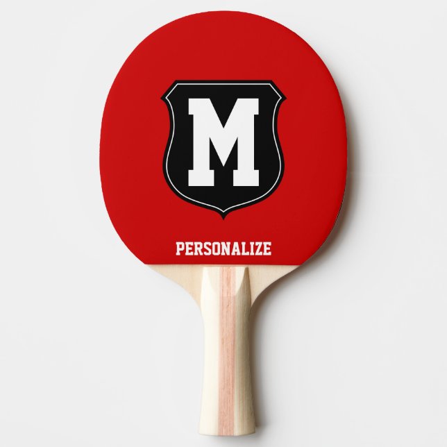Raquete De Ping Pong Pá pingue-pongue de nome monograma para tênis de m (Frente)
