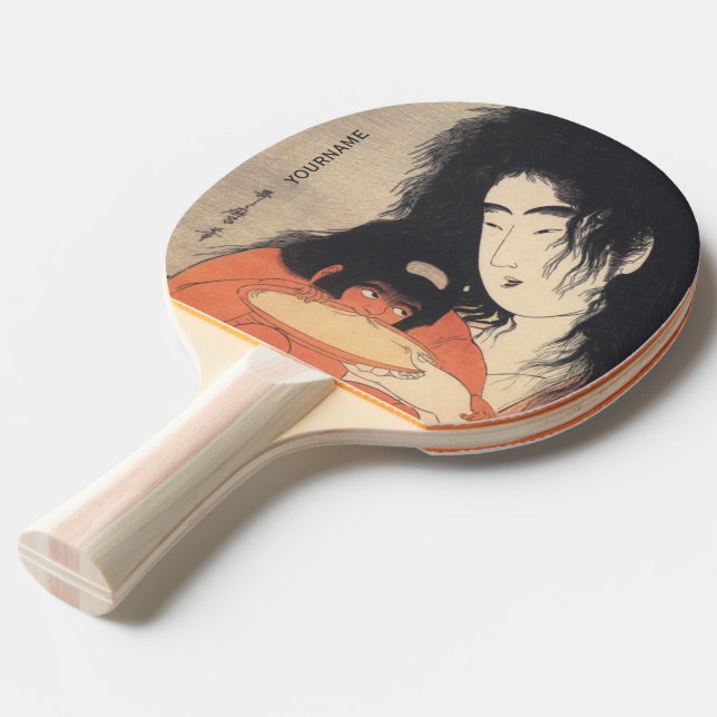 Raquete De Ping Pong Pá pingue-pongue personalizado de arte japonesa de (Verso inclinado)
