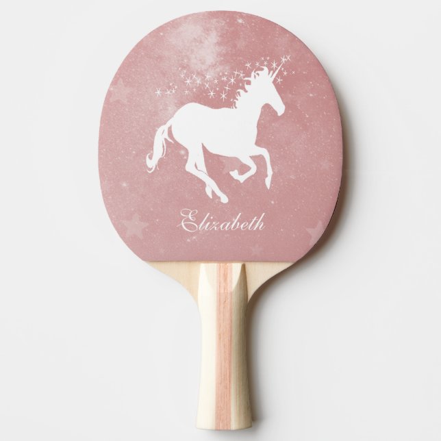 Raquete De Ping Pong Paddle Pong Personalizado Ping Rosa Unicorn (Frente)