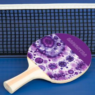 Raquete De Ping Pong Padrão Artístico de Círculos em Batik Roxo Violeta