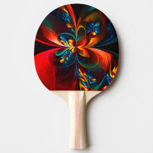 Raquete De Ping Pong Padrão Azul Laranja-Abstrato Floral Moderno #14