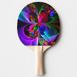 Raquete De Ping Pong Padrão Azul Vermelho Abstrato Floral Moderno #12