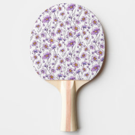 Raquete De Ping Pong Padrão Botânico de Flor Silvestre Roxa