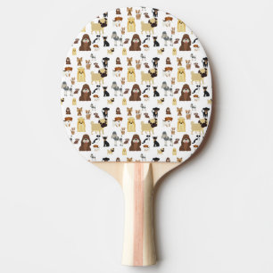 Raquete De Ping Pong padrão branco dos cães de fundo.