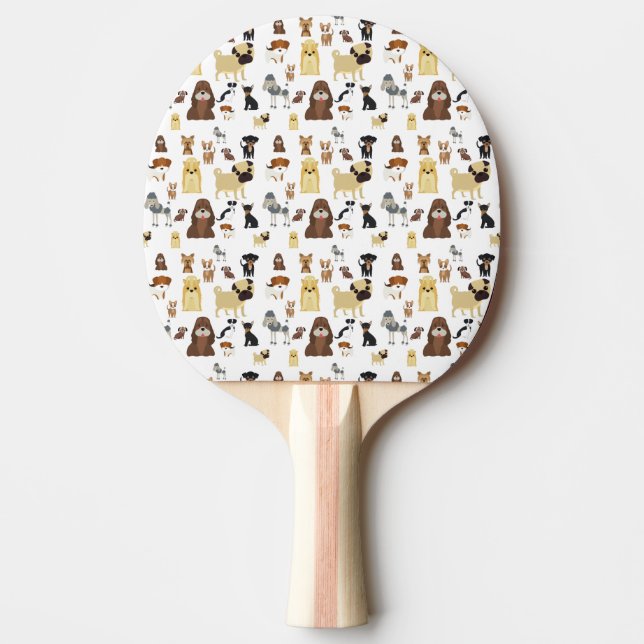 Raquete De Ping Pong padrão branco dos cães de fundo. (Frente)