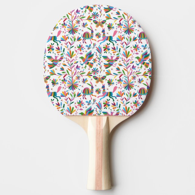 Raquete De Ping Pong Padrão Brilhante do estilo Otomi mexicano (Frente)