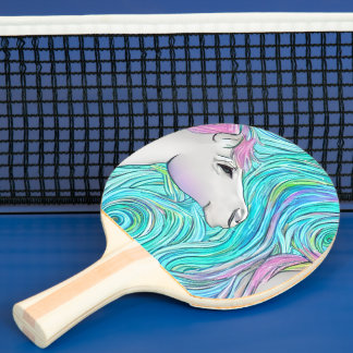 Raquete De Ping Pong Padrão Colorido de Pastel Sem Costura de Cavalo Br