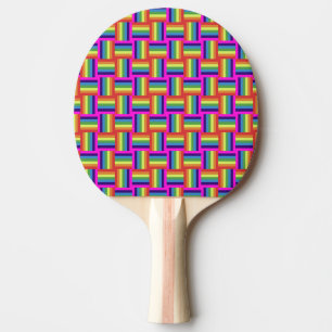 Raquete De Ping Pong Padrão Colorido do Bloco Arco-Íris