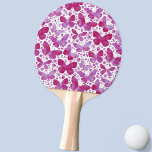 Raquete De Ping Pong Padrão Cor de Água da Borboleta Magenta Rosa<br><div class="desc">Padrão de borboleta cor-de-água rosa magenta e branca. Arte original de Nic Squirrell.</div>