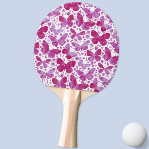 Raquete De Ping Pong Padrão Cor de Água da Borboleta Magenta Rosa