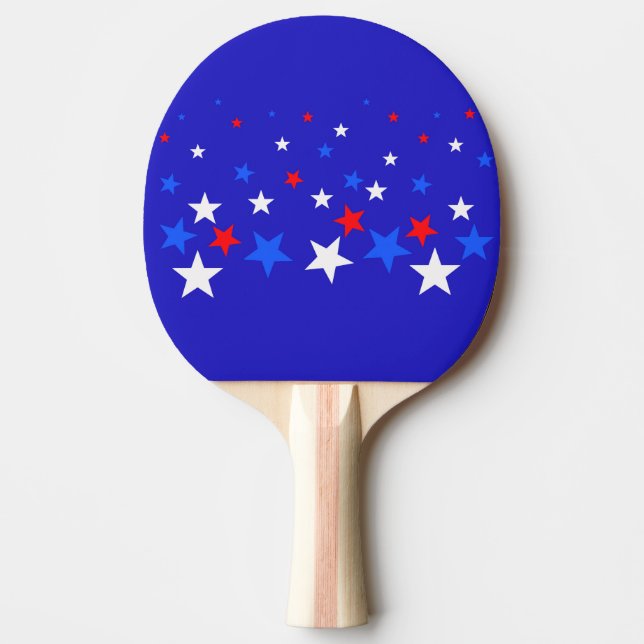 Raquete De Ping Pong Padrão das estrelas azul, vermelha e branca (Frente)