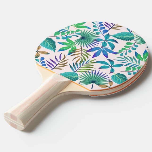 Raquete De Ping Pong Padrão das folhas tropicais (Frente inclinada)