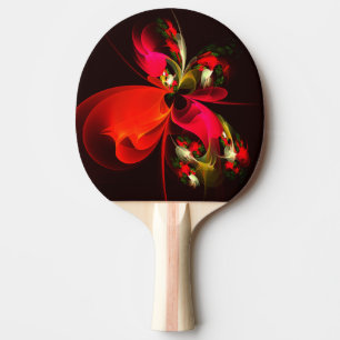 Raquete De Ping Pong Padrão de Abstrato de Arte Vermelha Verde Floral M