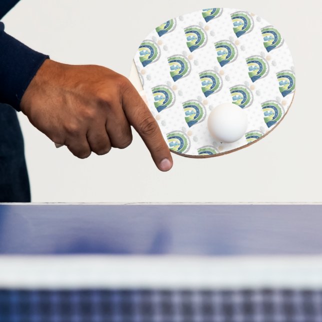 Raquete De Ping Pong Padrão de Arco-íris em Aquarela (Insitu)