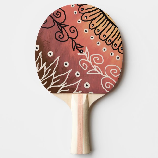 Raquete De Ping Pong Padrão de Arte Engraçado Vermelho (Frente)