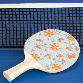 Raquete De Ping Pong Padrão de Borboleta Flor de Vintagem Cuta