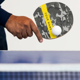 Raquete De Ping Pong Padrão de Camuflagem Cinza, Seu nome, Personalize
