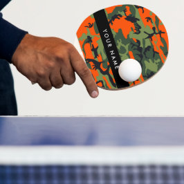 Raquete De Ping Pong Padrão de Camuflagem Laranja, Seu nome, Personaliz