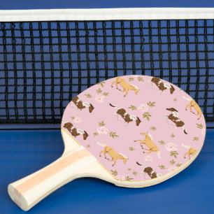 Raquete De Ping Pong Padrão de Cavalo Floral da Vintage